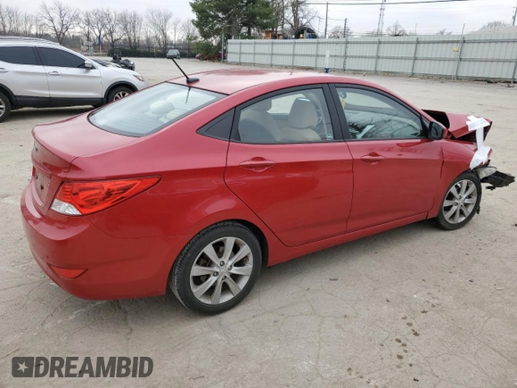 2013 Hyundai Accent GLS with VIN KMHCU4AE4DU451767, listed as a Copart auction lot 43948285 with 40,878 mi miles and Salvage Title. Bid and sale history available at DreamBid. Image 3.