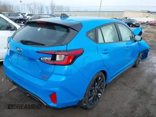 2024 Subaru Impreza RS with VIN JF1GUHJCXR8327309, listed as a IAAI auction lot 41560893 with 1,637 mi miles. Bid and sale history available at carsss.com. Image 4.