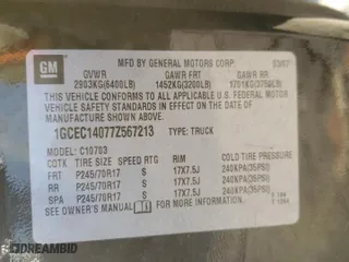 2007 Chevrolet Silverado 1500 LT w/1LT with VIN 1GCEC14077Z567213, listed as a Copart auction lot 47769985 with 0 mi miles and Salvage Title. Bid and sale history available at carsss.com. Image 12.