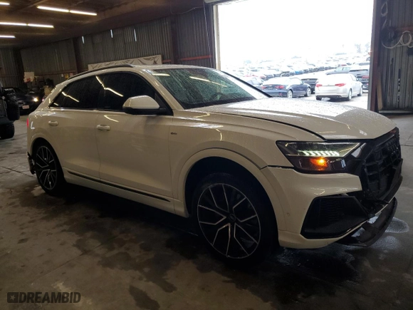 2021 Audi Q8 Premium Plus with VIN WA1EVAF14MD033153, listed as a Copart auction lot 47657525 with 52,168 mi miles and Salvage Title. Bid and sale history available at carsss.com. Image 4.