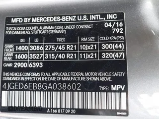 2016 Mercedes-Benz GLE 450 AMG with VIN 4JGED6EB8GA038602, listed as a IAAI auction lot 42166862 with 101,490 mi miles and . Bid and sale history available at DreamBid. Image 9.