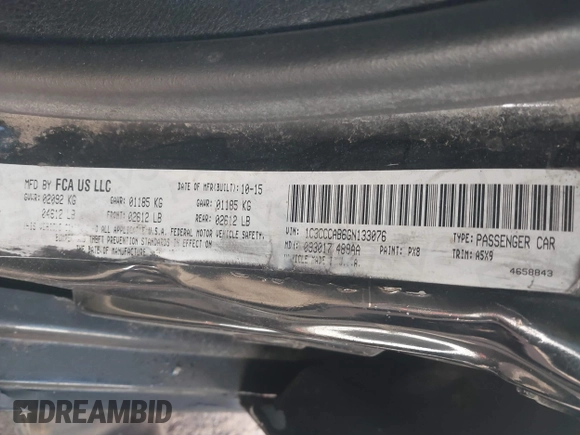 2016 Chrysler 200 Limited with VIN 1C3CCCAB6GN133076, listed as a IAAI auction lot 41369603 with 72,566 mi miles. Bid and sale history available at carsss.com. Image 9.