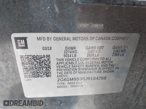 2018 Cadillac XTS Luxury with VIN 2G61M5S30J9164758, listed as a IAAI auction lot 41648265 with 173,134 mi miles and . Bid and sale history available at carsss.com. Image 9.