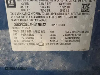 2017 Chevrolet Silverado 1500 LTZ with VIN 3GCPCSEC1HG476642, listed as a Copart auction lot 49631125 with 147,916 mi miles and Salvage Title. Bid and sale history available at DreamBid. Image 12.