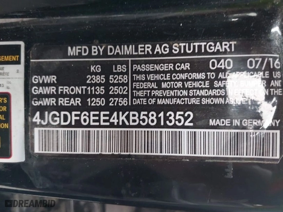 2019 Mercedes-Benz GLS with VIN 4JGDF6EE4KB581352, listed as a IAAI auction lot 40340947 with 79,067 mi miles. Bid and sale history available at carsss.com. Image 9.