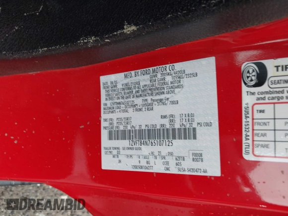 2006 Ford Mustang Standard with VIN 1ZVFT84N765107125, listed as a IAAI auction lot 42200660 with 164,920 mi miles and . Bid and sale history available at DreamBid. Image 9.
