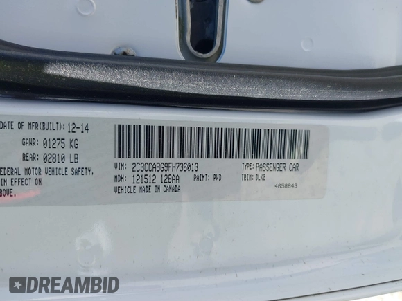 2015 Chrysler 300 with VIN 2C3CCABG9FH736013, listed as a IAAI auction lot 41646979 with 103,572 mi miles. Bid and sale history available at carsss.com. Image 9.