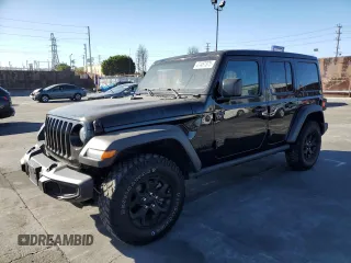 2021 Jeep Wrangler Unlimited Willys with VIN 1C4HJXDGXMW714608, listed as a Copart auction lot 47487375 with 20,260 mi miles and Clean title. Bid and sale history available at DreamBid. Image 1.