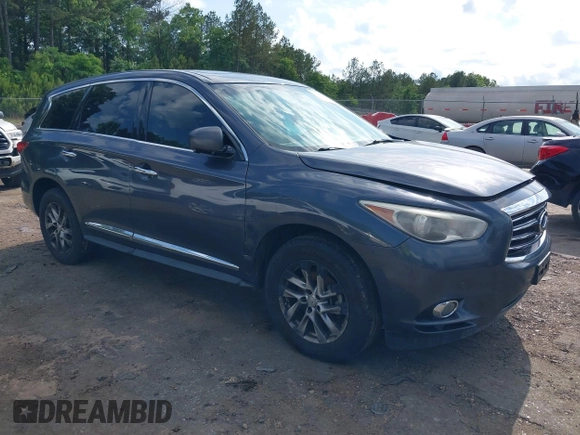 2013 Infiniti JX35 with VIN 5N1AL0MN0DC349743, listed as a IAAI auction lot 42151277 with 183,894 mi miles. Bid and sale history available at carsss.com. Image 1.