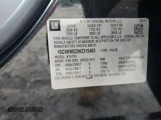 2017 Chevrolet Silverado 1500 Work Truck with VIN 1GCVKNEC8HZ315460, listed as a Copart auction lot 54633005 with Not Provided miles and Salvage Title. Bid and sale history available at DreamBid. Image 12.