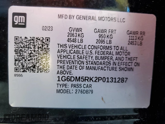 2023 Cadillac CT5 Luxury with VIN 1G6DM5RK2P0131287, listed as a Copart auction lot 46291115 with 12,634 mi miles and Salvage title. Bid and sale history available at DreamBid. Image 12.