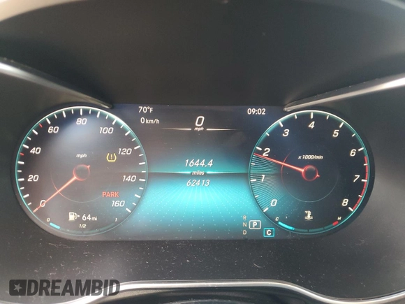 2021 Mercedes-Benz GLC 300 with VIN W1N0J8EB1MF874553, listed as a Copart auction lot 57517415 with 62,413 mi miles and Salvage title. Bid and sale history available at DreamBid. Image 9.