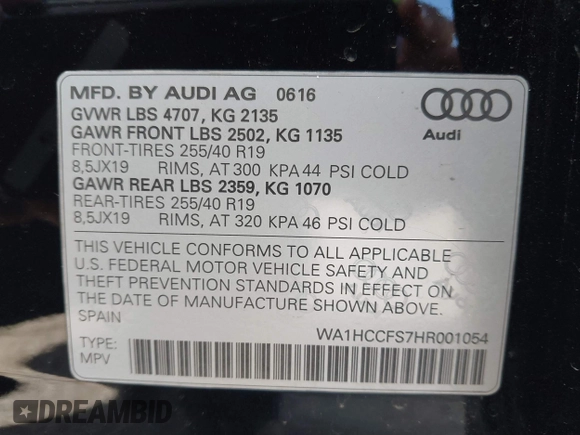 2017 Audi Q3 Premium Plus z VIN WA1HCCFS7HR001054, wystawiony jako IAAI lot #41583344 z przebiegiem 79 330 mil mil oraz . Historia ofert i sprzedaży dostępna na DreamBid. Obrazek 9.