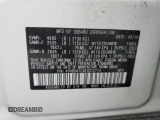 2019 Subaru Outback Touring с VIN 4S4BSATCXK3312774, выставлен на аукционе Copart как лот 58752435 с пробегом Не указан миль и Списание • Salvage title. История ставок и продаж доступна на DreamBid. Изображение 13.