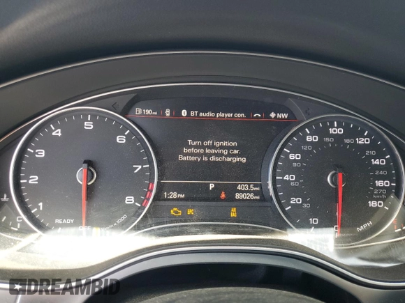 2016 Audi A6 Prestige with VIN WAUHGAFCXGN003553, listed as a Copart auction lot 57470265 with 89,026 mi miles and Salvage title. Bid and sale history available at DreamBid. Image 9.