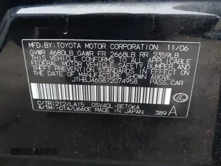 2007 Lexus ES 350 with VIN JTHBJ46G872074958, listed as a IAAI auction lot 41949586 with 238,878 mi miles. Bid and sale history available at carsss.com. Image 9.