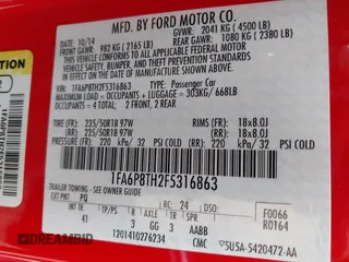 2015 Ford Mustang EcoBoost with VIN 1FA6P8TH2F5316863, listed as a IAAI auction lot 42304178 with 82,911 mi miles and . Bid and sale history available at DreamBid. Image 9.