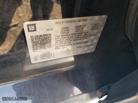 2018 Chevrolet Tahoe LT with VIN 1GNSKBKC2JR377391, listed as a Copart auction lot 44596724 with 144,661 mi miles and Salvage Title. Bid and sale history available at carsss.com. Image 13.