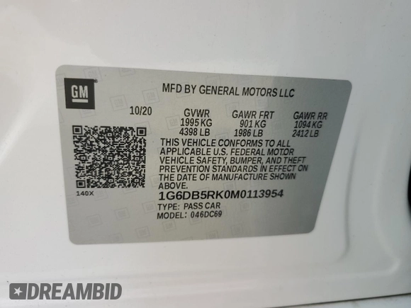 2021 Cadillac CT4 Premium Luxury z VIN 1G6DB5RK0M0113954, wystawiony jako Copart lot #58101165 z przebiegiem 33 957 mil mil oraz Tytuł czysty. Historia ofert i sprzedaży dostępna na DreamBid. Obrazek 12.