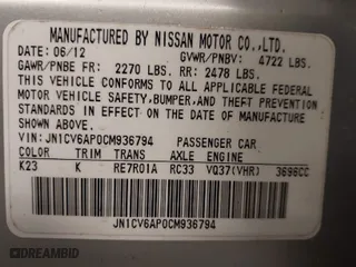 2012 Infiniti G37 Sedan Journey with VIN JN1CV6AP0CM936794, listed as a IAAI auction lot 41951558 with 71,812 mi miles. Bid and sale history available at carsss.com. Image 9.