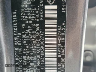 2019 Toyota Camry XSE с VIN 4T1BZ1HK5KU027471, выставлен на аукционе Copart как лот 56937295 с пробегом 127 064 миль миль и Списание • Salvage title. История ставок и продаж доступна на DreamBid. Изображение 12.