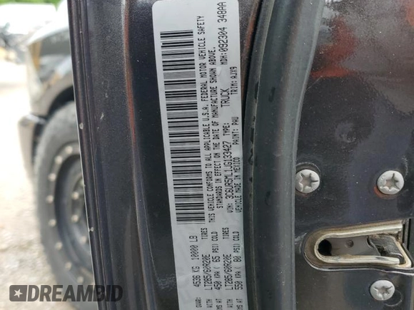 2018 Ram 2500 Big Horn with VIN 3C6UR5ML1JG133427, listed as a Copart auction lot 56129415 with 98,183 mi miles and Salvage title. Bid and sale history available at DreamBid. Image 12.