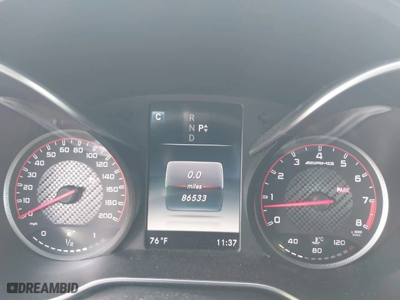 2016 Mercedes-Benz C-Class AMG C 63 S with VIN 55SWF8HBXGU105653, listed as a IAAI auction lot 41779475 with 86,533 mi miles. Bid and sale history available at carsss.com. Image 7.