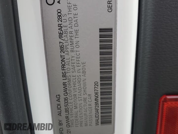 2021 Audi A6 Premium z VIN WAUD3AF28MN067720, wystawiony jako Copart lot #50594385 z przebiegiem 25 320 mil mil oraz Szkoda całkowita • Salvage title. Historia ofert i sprzedaży dostępna na DreamBid. Obrazek 12.