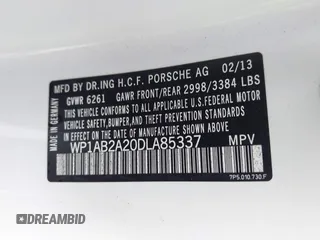 2013 Porsche Cayenne S с VIN WP1AB2A20DLA85337, выставлен на аукционе IAAI как лот 41875317 с пробегом 116 561 миль миль и . История ставок и продаж доступна на DreamBid. Изображение 9.