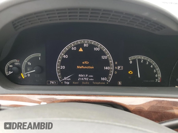 2007 Mercedes-Benz S 550 with VIN WDDNG71XX7A102888, listed as a Copart auction lot 54901285 with 214,792 mi miles and Salvage Title. Bid and sale history available at DreamBid. Image 9.