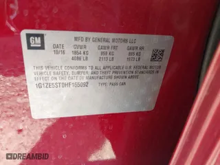 2017 Chevrolet Malibu LT with VIN 1G1ZE5ST0HF165092, listed as a IAAI auction lot 41786718 with 119,037 mi miles. Bid and sale history available at carsss.com. Image 9.