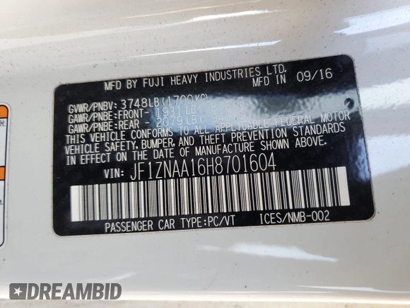 2017 Toyota 86 with VIN JF1ZNAA16H8701604, listed as a Copart auction lot 41589395 with 39,248 mi miles and Salvage Title. Bid and sale history available at carsss.com. Image 12.