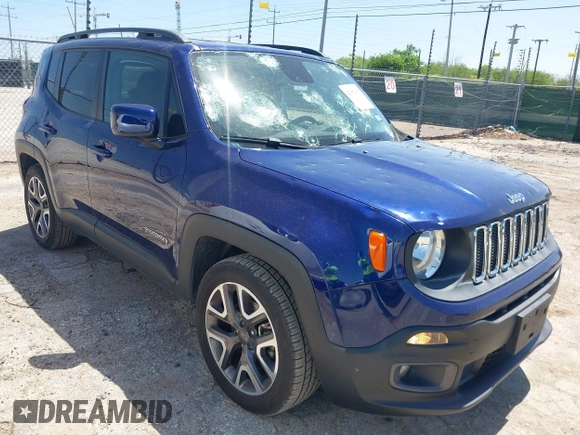 2017 Jeep Renegade Latitude with VIN ZACCJABB0HPG37040, listed as a IAAI auction lot 42082007 with 56,401 mi miles and . Bid and sale history available at DreamBid. Image 1.