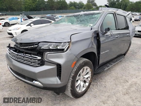 2022 Chevrolet Suburban Premier with VIN 1GNSCFKD9NR157958, listed as a Copart auction lot 53354422 with 7,800 mi miles and Non repairable. Bid and sale history available at DreamBid. Image 2.