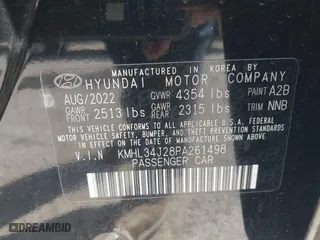 2023 Hyundai Sonata Limited with VIN KMHL34J28PA261498, listed as a IAAI auction lot 41598594 with 50,624 mi miles. Bid and sale history available at carsss.com. Image 9.