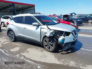 2019 Nissan Kicks SV with VIN 3N1CP5CU7KL470362, listed as a IAAI auction lot 42617388 with 56,163 mi miles and . Bid and sale history available at DreamBid. Image 1.