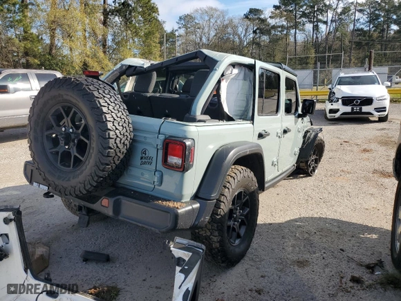 2024 Jeep Wrangler Sport S with VIN 1C4PJXDN1RW112844, listed as a Copart auction lot 87612485 with 34,304 mi miles and Salvage Title. Bid and sale history available at carsss.com. Image 3.