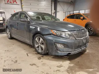 2014 Kia Optima Hybrid EX with VIN KNAGN4AD9E5063579, listed as a IAAI auction lot 41595608 with 130,974 mi miles. Bid and sale history available at carsss.com. Image 1.