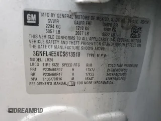 2012 Chevrolet Captiva Sport LTZ with VIN 3GNFL4E5XCS613518, listed as a Copart auction lot 72451374 with 198,534 mi miles and Salvage Title. Bid and sale history available at DreamBid. Image 13.