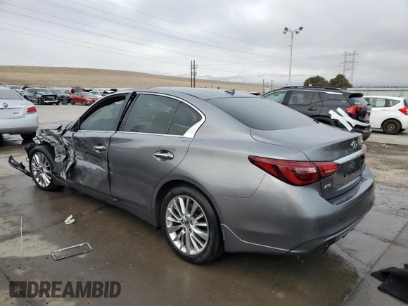 2020 Infiniti Q50 Luxe with VIN JN1EV7AR3LM255979, listed as a Copart auction lot 47680775 with 61,340 mi miles and Salvage title. Bid and sale history available at DreamBid. Image 2.