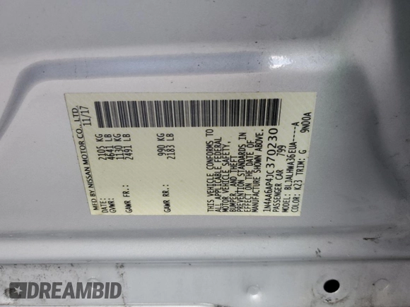2018 Nissan Maxima Platinum with VIN 1N4AA6AP4JC370230, listed as a Copart auction lot 51544185 with 60,214 mi miles and Salvage Title. Bid and sale history available at DreamBid. Image 15.