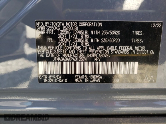 2023 Toyota bZ4X XLE z VIN JTMABABAXPA012574, wystawiony jako Copart lot #60370605 z przebiegiem 24 018 mil mil oraz Szkoda całkowita • Salvage title. Historia ofert i sprzedaży dostępna na DreamBid. Obrazek 13.