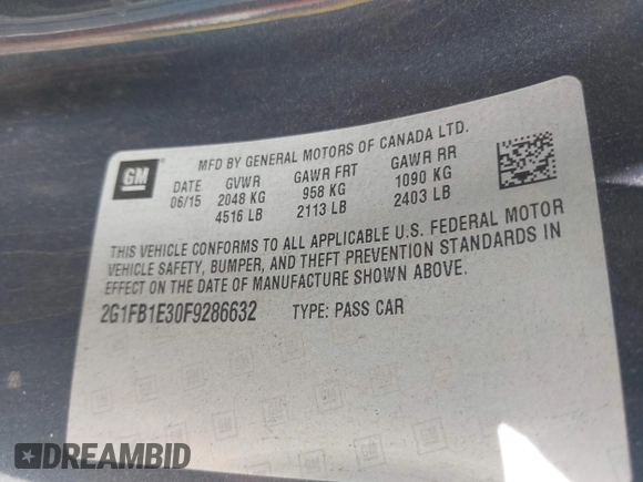 2015 Chevrolet Camaro LS z VIN 2G1FB1E30F9286632, wystawiony jako IAAI lot #41933048 z przebiegiem 164 493 mil mil oraz . Historia ofert i sprzedaży dostępna na DreamBid. Obrazek 9.