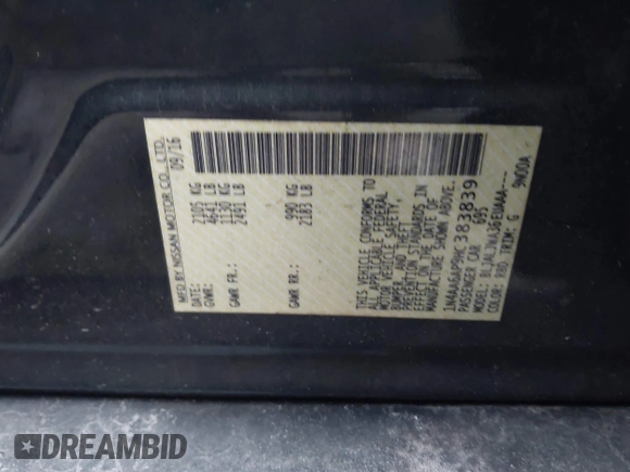 2017 Nissan Maxima SV with VIN 1N4AA6AP9HC383839, listed as a IAAI auction lot 41293915 with 141,621 mi miles and . Bid and sale history available at DreamBid. Image 9.