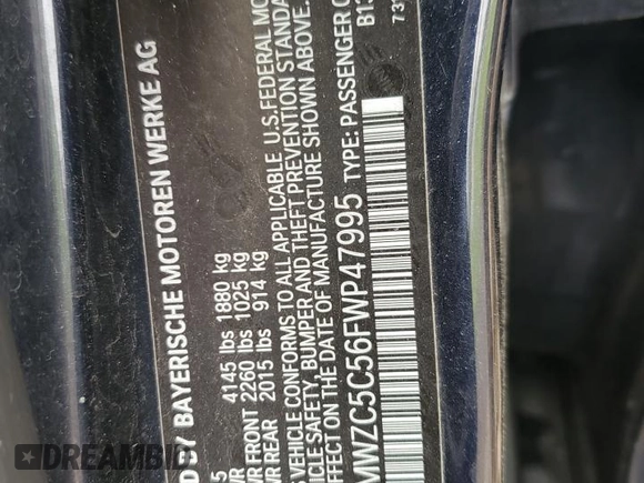 2015 MINI Countryman S with VIN WMWZC5C56FWP47995, listed as a Copart auction lot 55924945 with 46,825 mi miles and Salvage Title. Bid and sale history available at DreamBid. Image 13.