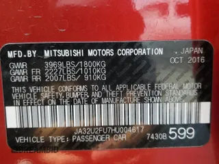 2017 Mitsubishi Lancer ES with VIN JA32U2FU7HU004617, listed as a Copart auction lot 70655914 with 91,629 mi miles and Salvage Title. Bid and sale history available at carsss.com. Image 12.