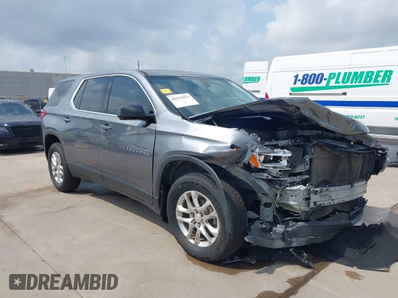 2020 Chevrolet Traverse LS with VIN 1GNERFKW2LJ214154, listed as a IAAI auction lot 42121852 with 60,194 mi miles. Bid and sale history available at carsss.com. Image 1.