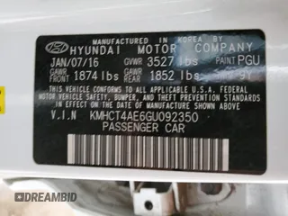 2016 Hyundai Accent SE with VIN KMHCT4AE6GU092350, listed as a Copart auction lot 49186175 with 110,607 mi miles and Salvage Title. Bid and sale history available at DreamBid. Image 14.
