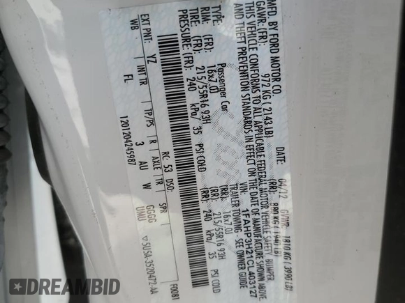 2012 Ford Focus SEL with VIN 1FAHP3H21CL403127, listed as a Copart auction lot 50721415 with 110,818 mi miles and Salvage Title. Bid and sale history available at carsss.com. Image 12.