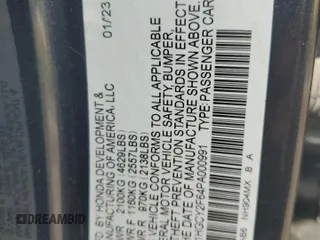 2023 Honda Accord EX-L z VIN 1HGCY2F64PA000991, wystawiony jako Copart lot #57084005 z przebiegiem Nie podano mil oraz Szkody całkowita. Historia ofert i sprzedaży dostępna na DreamBid. Obrazek 12.